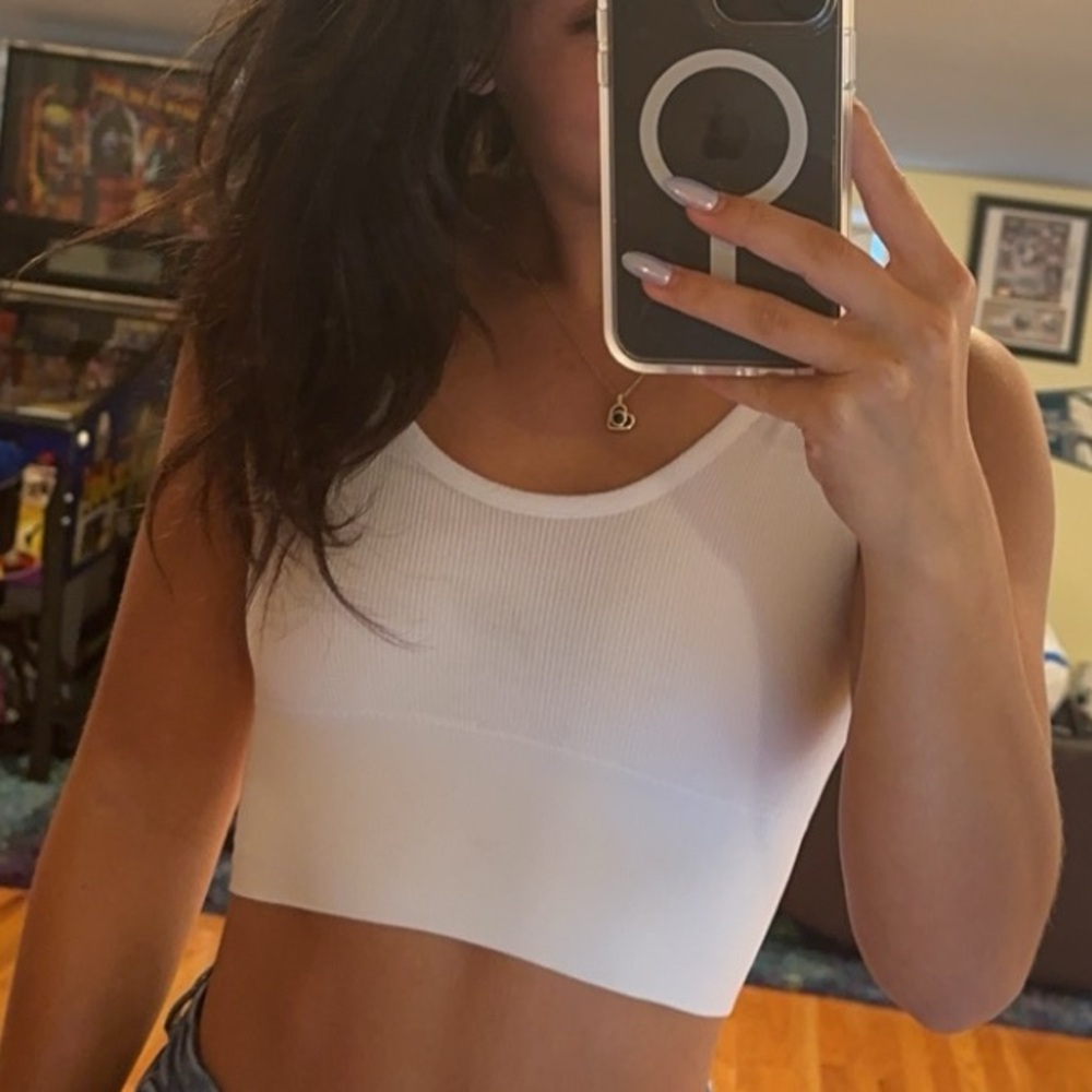 SHEIN White Workout Tank Top Ribbed Small
